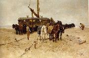 Anton mauve Fishing boat on the beach oil painting artist